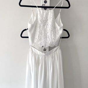 Two-Piece White Lace Maxi Dress